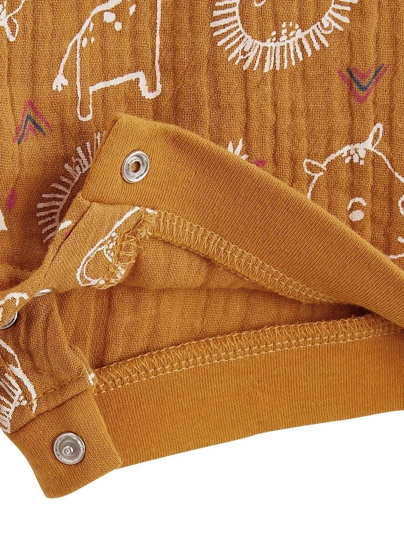 Barboteuse bébé en gaze de coton Little Safari   Moutarde