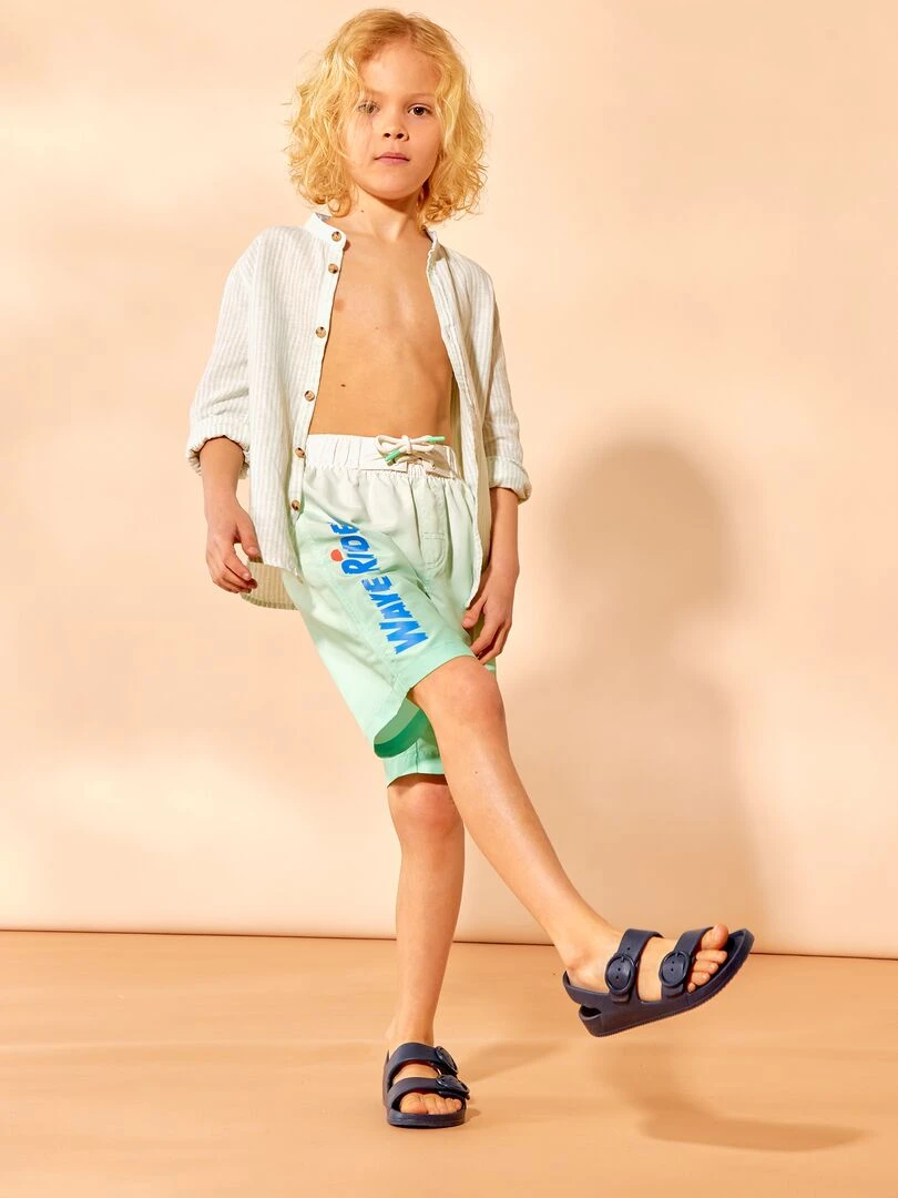 Short de bain long   Vert tie and dye