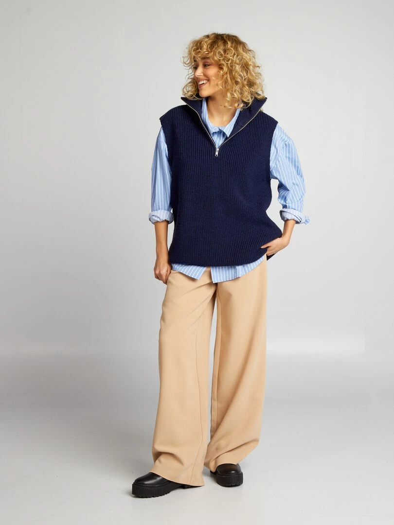 Pull camionneur sans manches Bleu