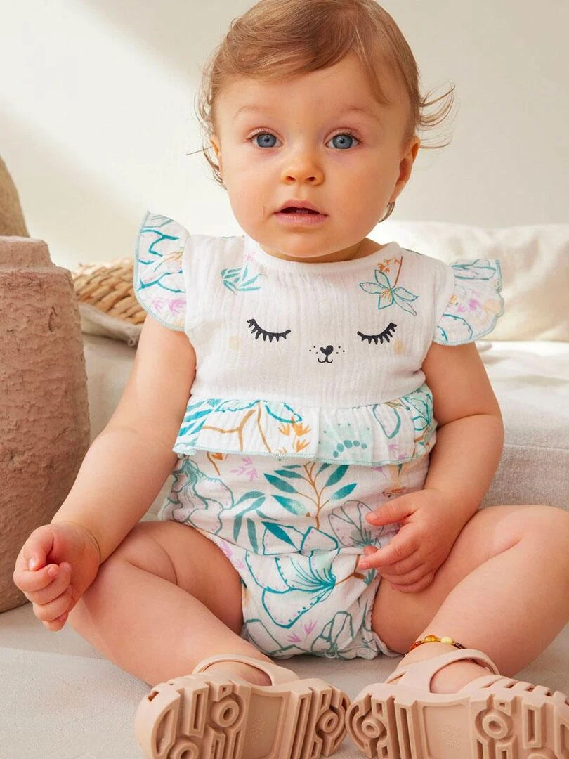 Barboteuse bébé en gaze de coton Patroika   Vert