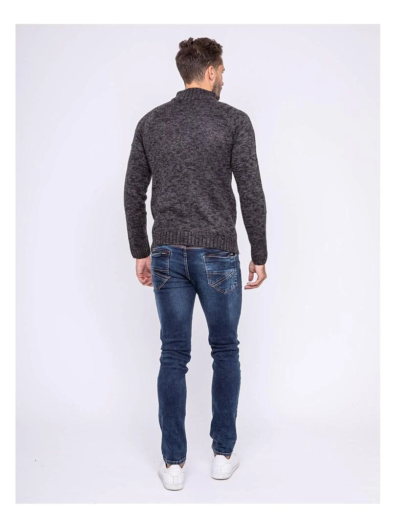 Gilet zippé col montant LIVIER Gris foncé