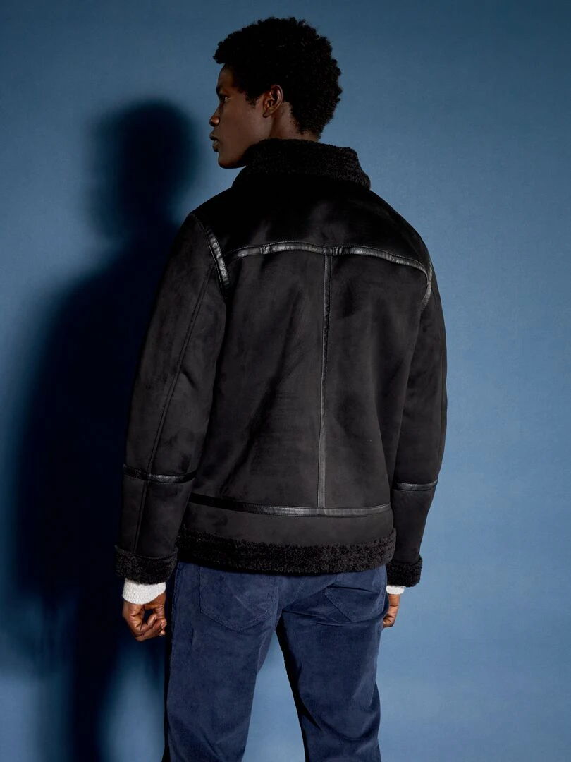 Blouson aviateur en suedine   Noir