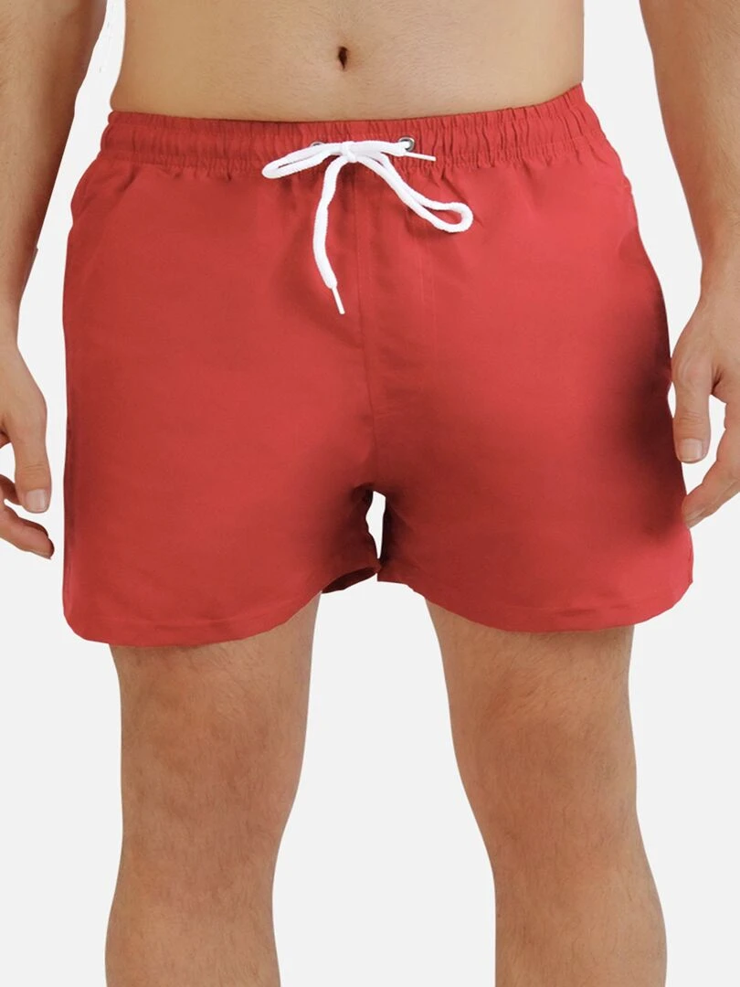 Short de bain uni Kebello Rouge