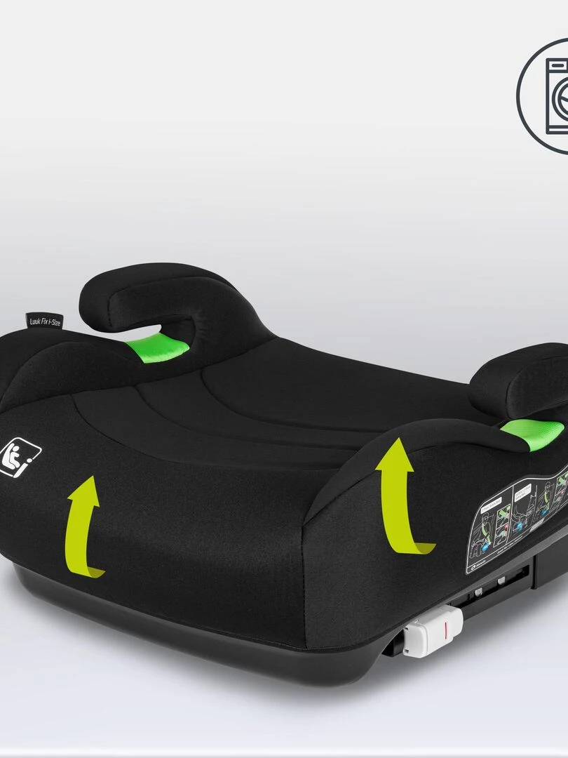 Réhausseur bas LIONELO Luuk Fix i Size   Groupe 2/3   ISOFIX   Noir   Noir