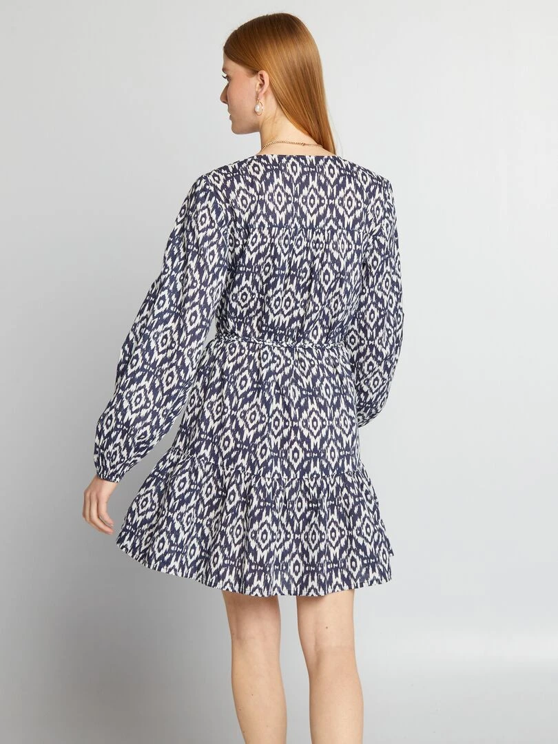 Robe ceinturée en voile de coton   Bleu