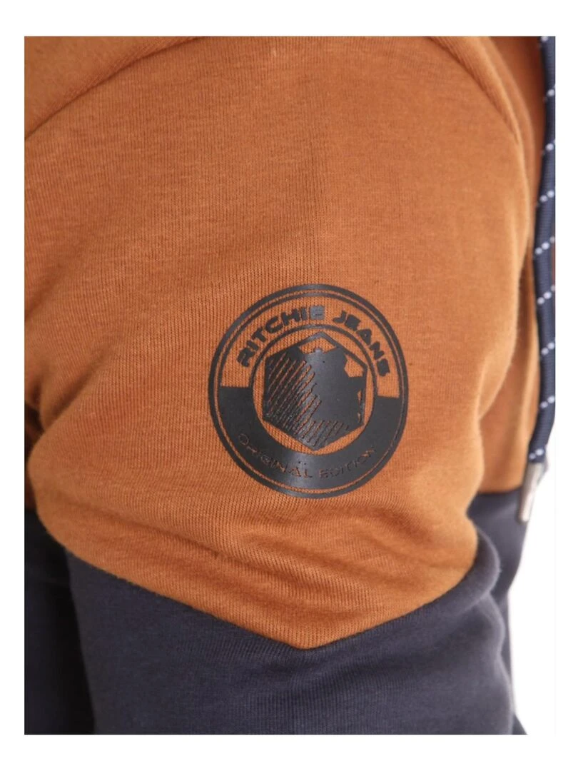 Sweat zippé capuche WICKER   Marron
