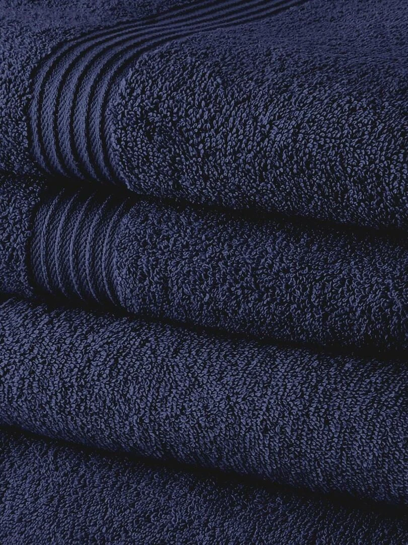 Lot de 5 Draps de Bain coton uni ESSENTIAL Bleu marine
