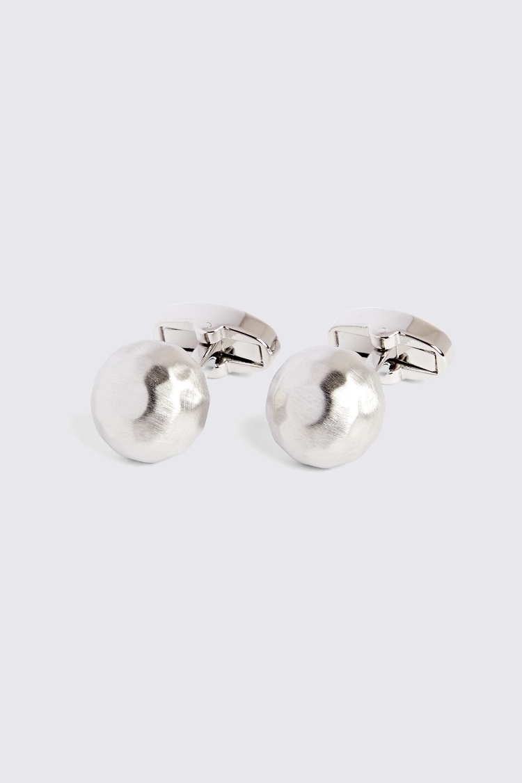 Silver Brushed Dome Cufflinks Buy Online at Moss