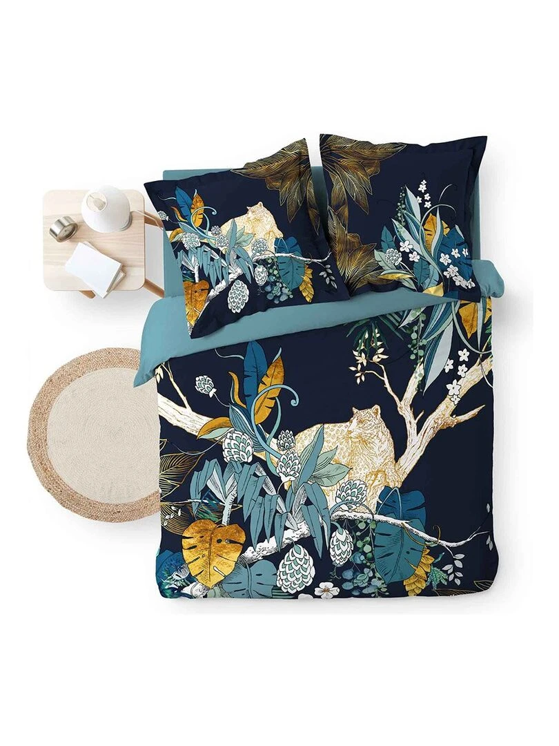Housse de couette 260x240 + 2 taies Mistic coton   Bleu