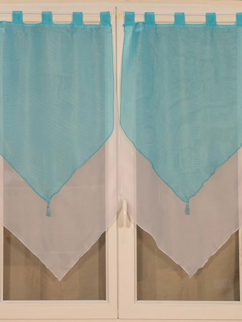Paire de double vitrages à pompon Bleu