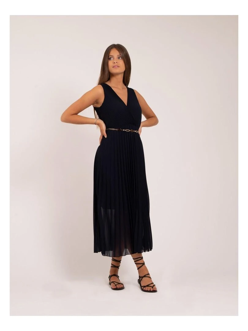 Robe longue plissée IANESSA   Bleu marine