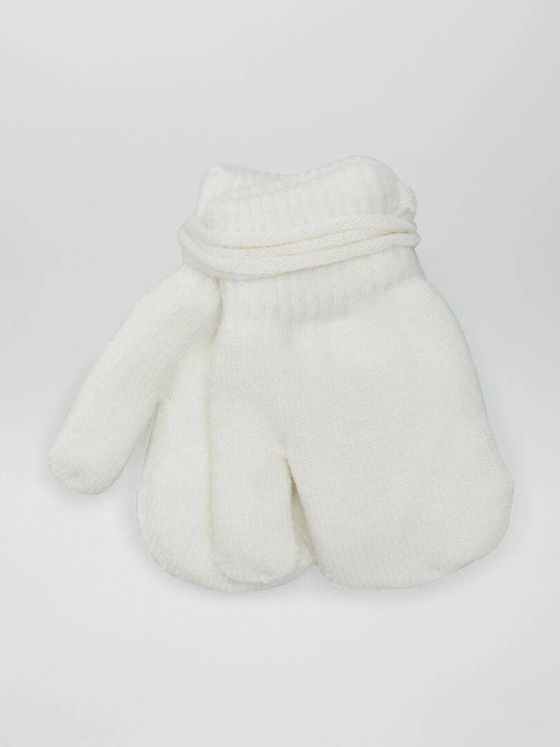 Moufles mixtes doublées en polaire blanc