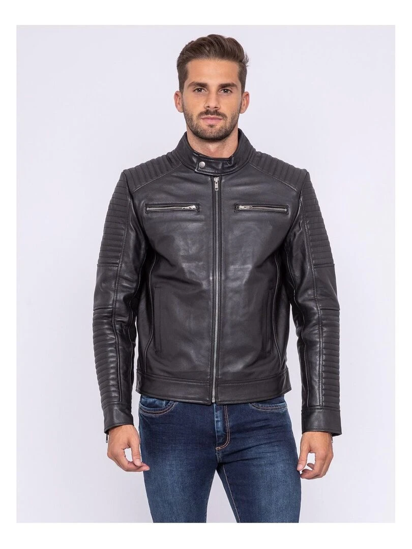 Blouson cuir motard BIKERO Noir