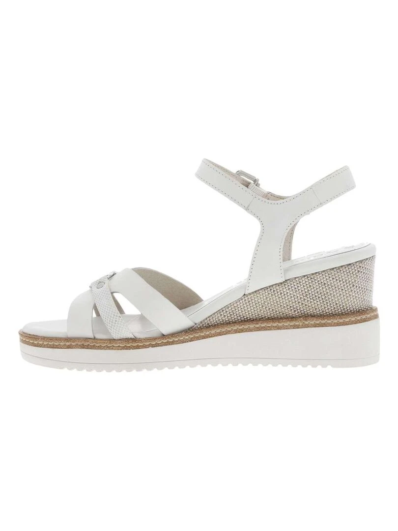 TAMARIS   Nu pieds cuir talon compensé haut   Blanc