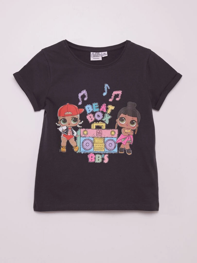 T shirt imprimé 'LOL' Noir