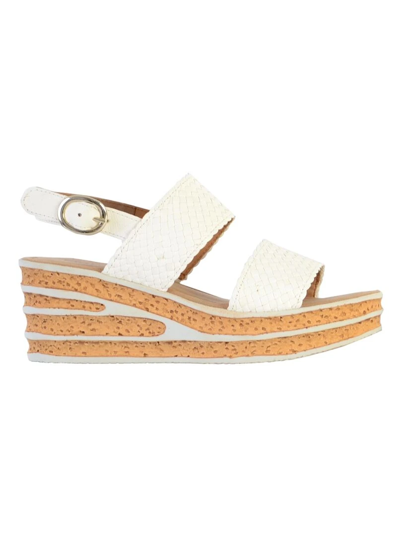 Sandale Compensée  Cuir Gabor Flecht   Beige