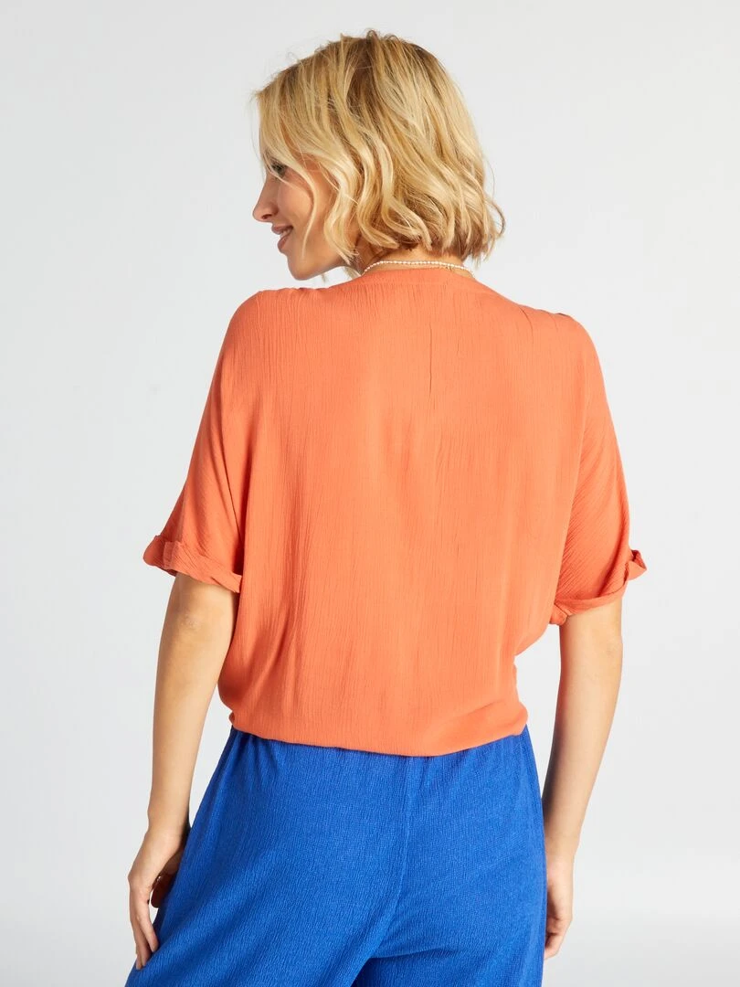 Chemisier fluide en maille crêpée   orange