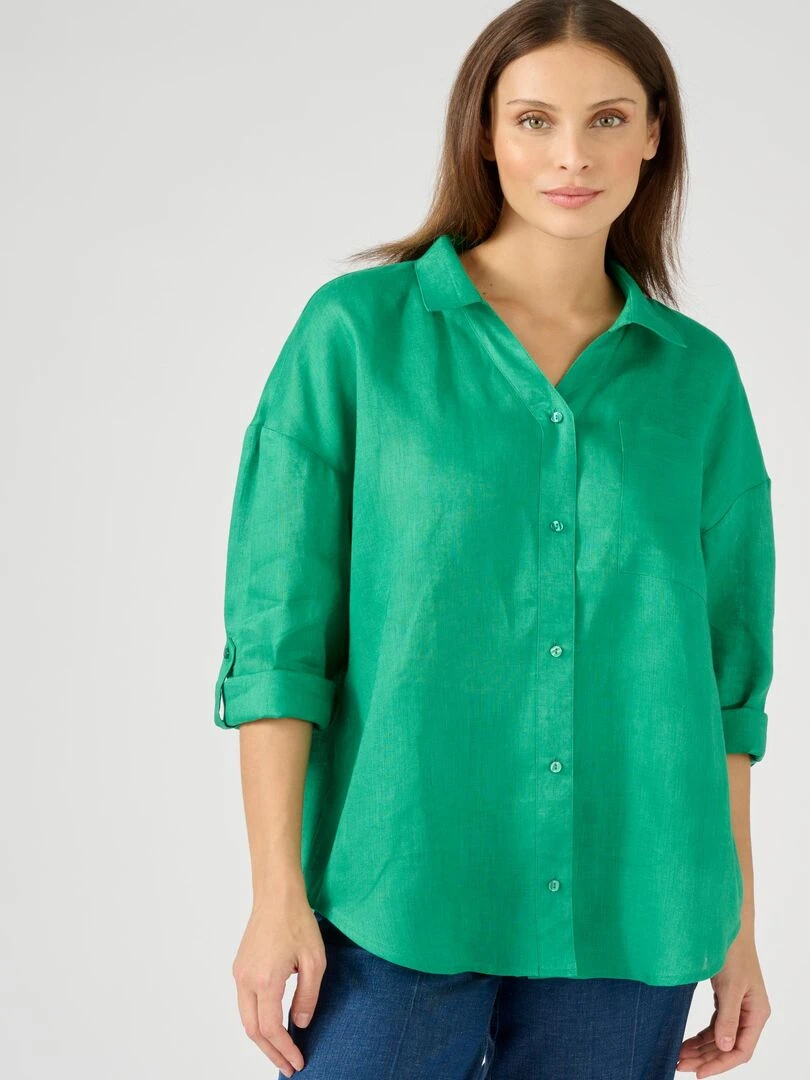 Chemise pur lin Damart Vert d'eau