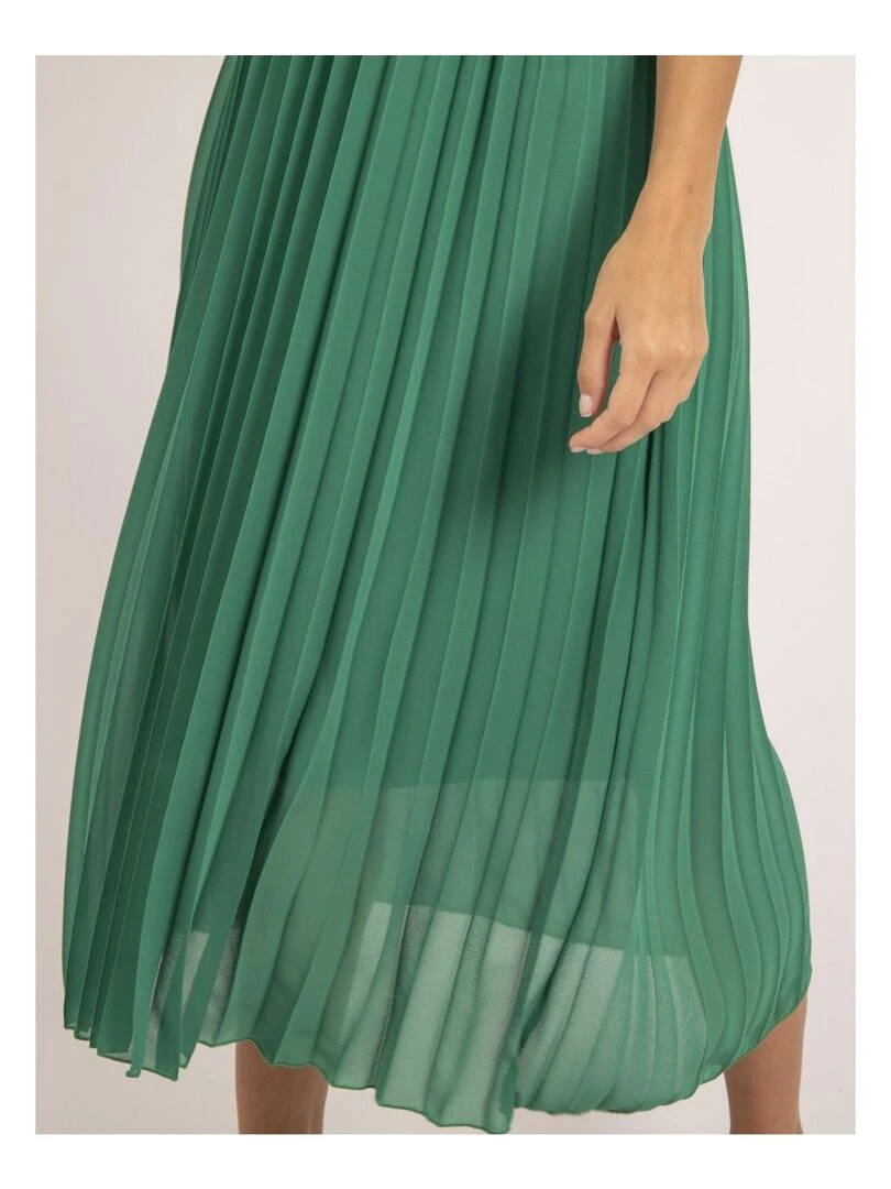 Robe midi plissée et ceinture ISALA   Vert