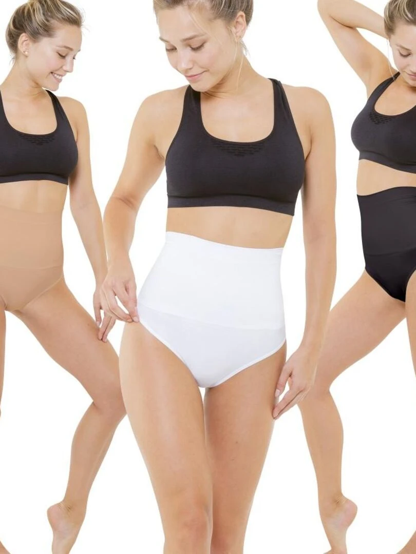 Lot de 3 strings amincissants noir blanc & dune So Slim Noir Beige Blanc