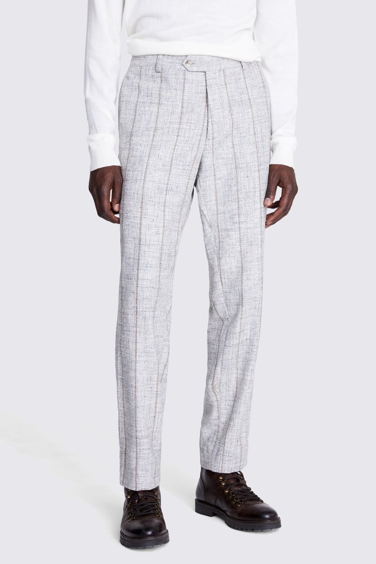 Tailored Fit Light Grey Stripe Trousers Buy Online at Moss