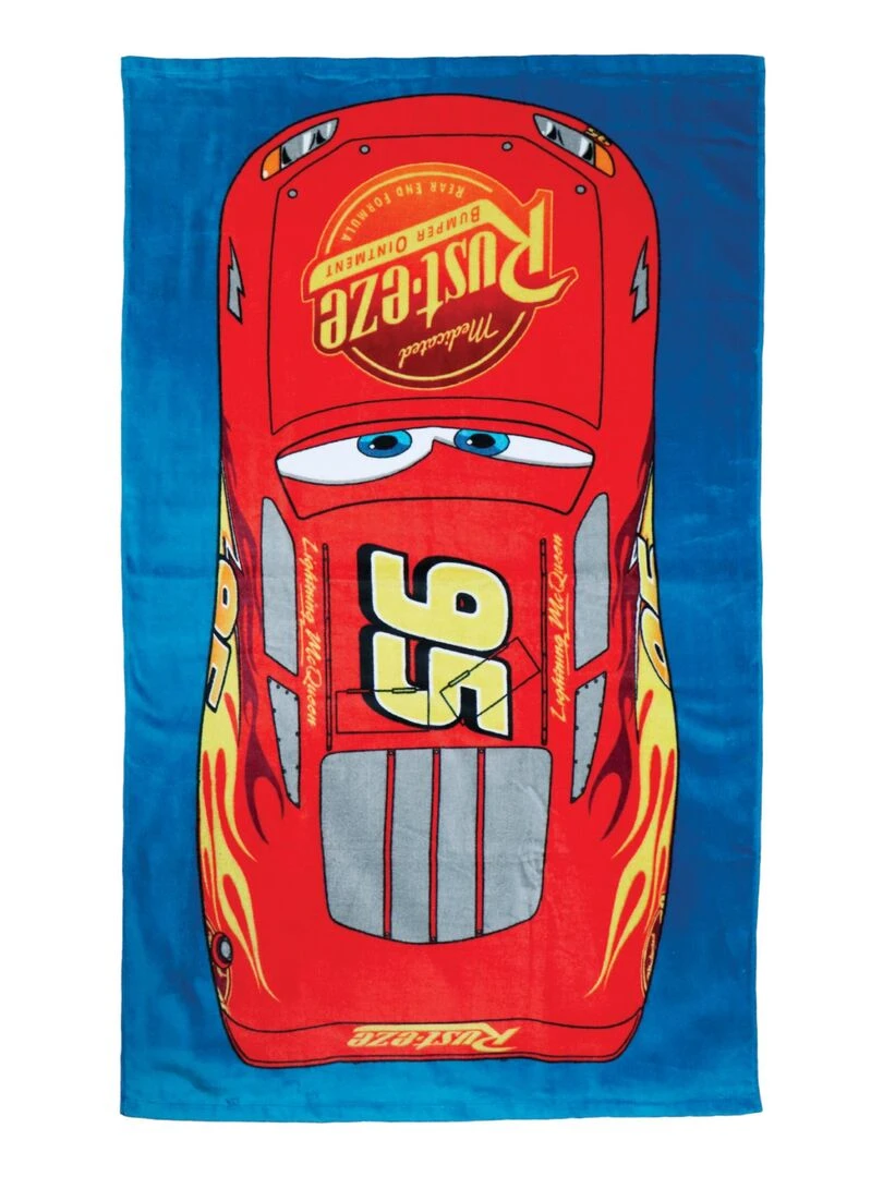 Drap de plage imprimé 100% coton CARS 95 Bleu