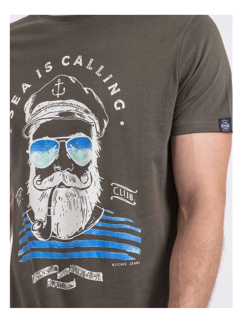 T shirt col rond NALUPIRI   Kaki