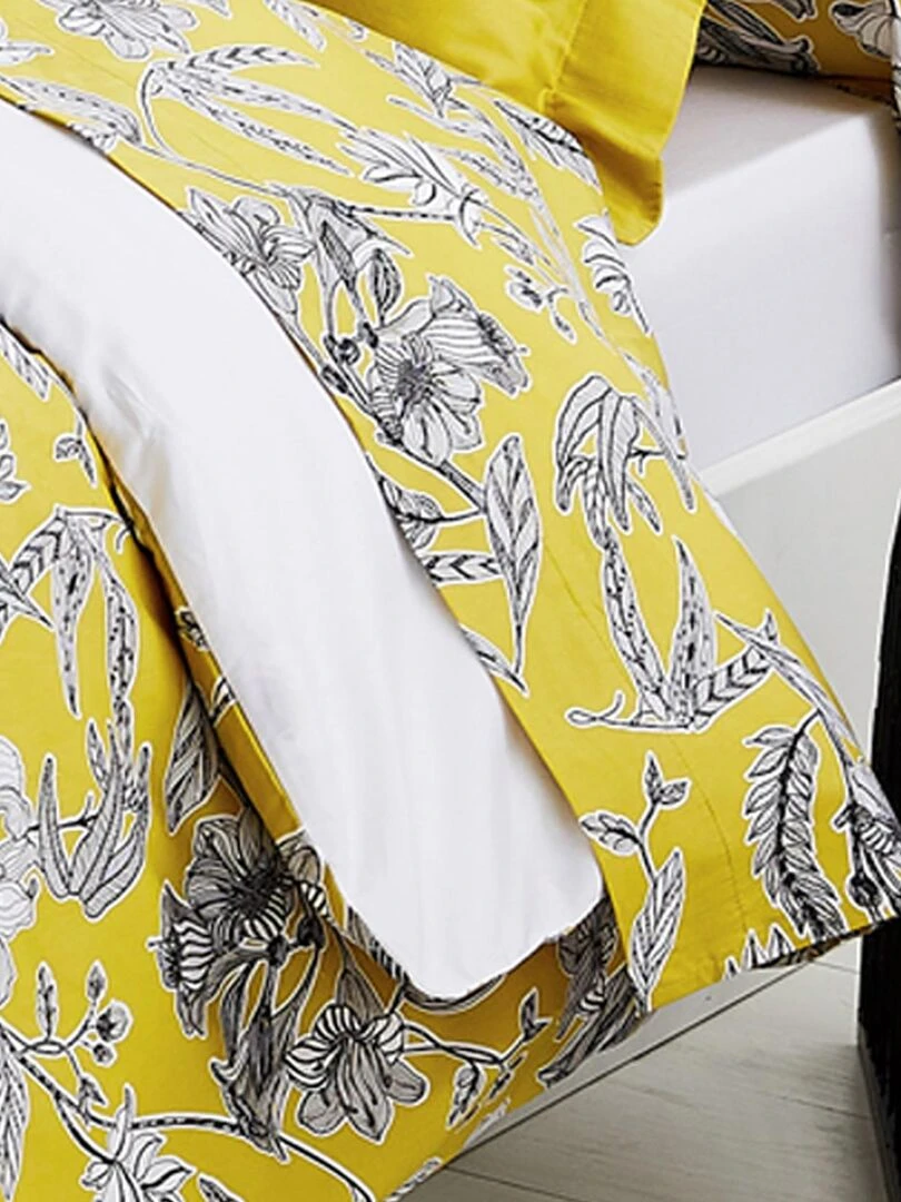 Ensemble draps et taie en satin Botanic Jaune