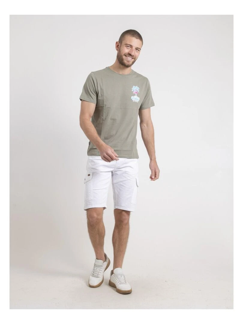 T shirt col rond pur coton NARUBA   Kaki