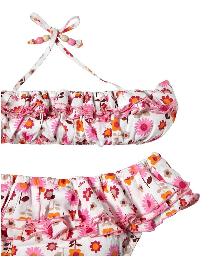 Maillot de bain 2 pièces     fleuri    SWAN   'LA FAUTE A VOLTAIRE'   Blanc Rose