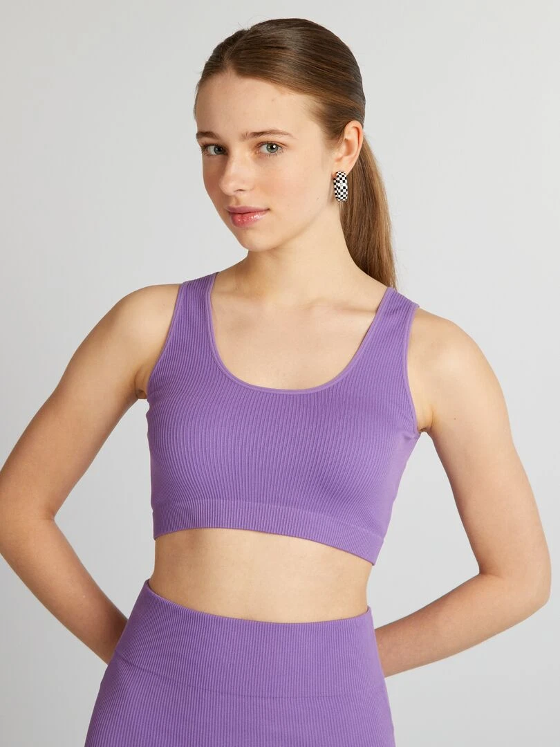 Brassière de sport en maille côtelée Violet
