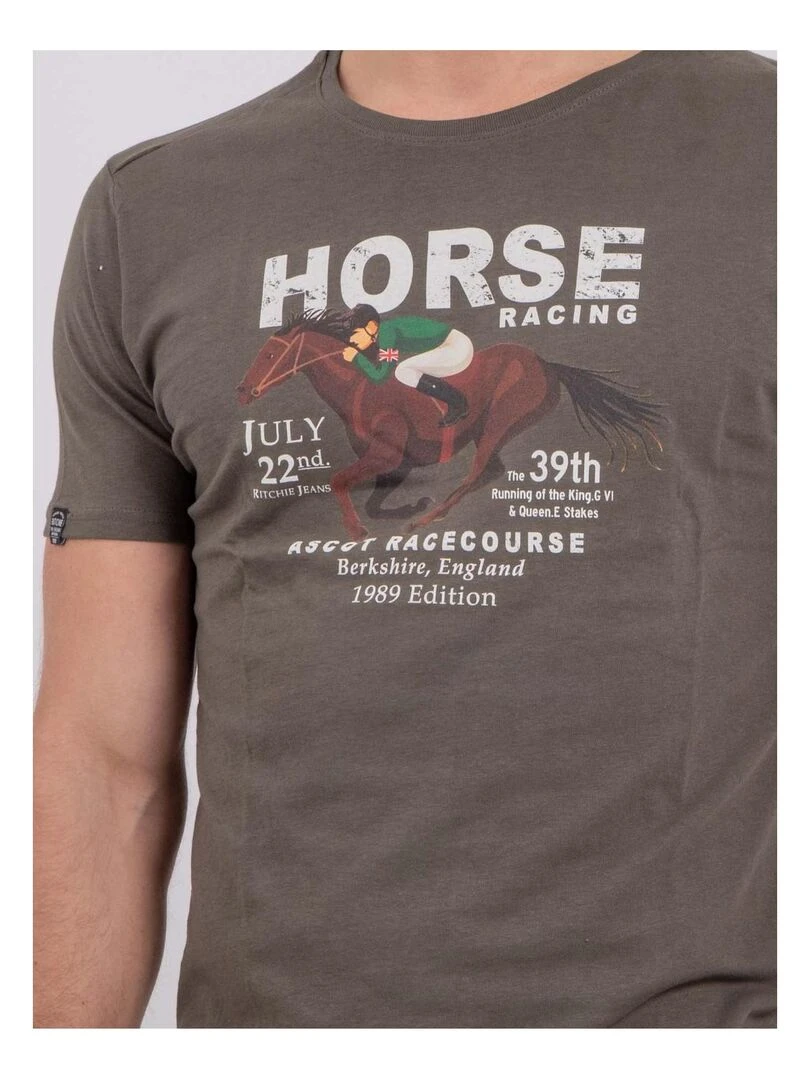 T shirt col rond pur coton NEDER   Rouge