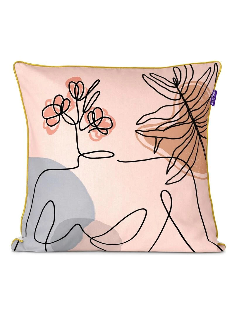Housse de coussin décoratif Femme "Happyfriday"   Blanc