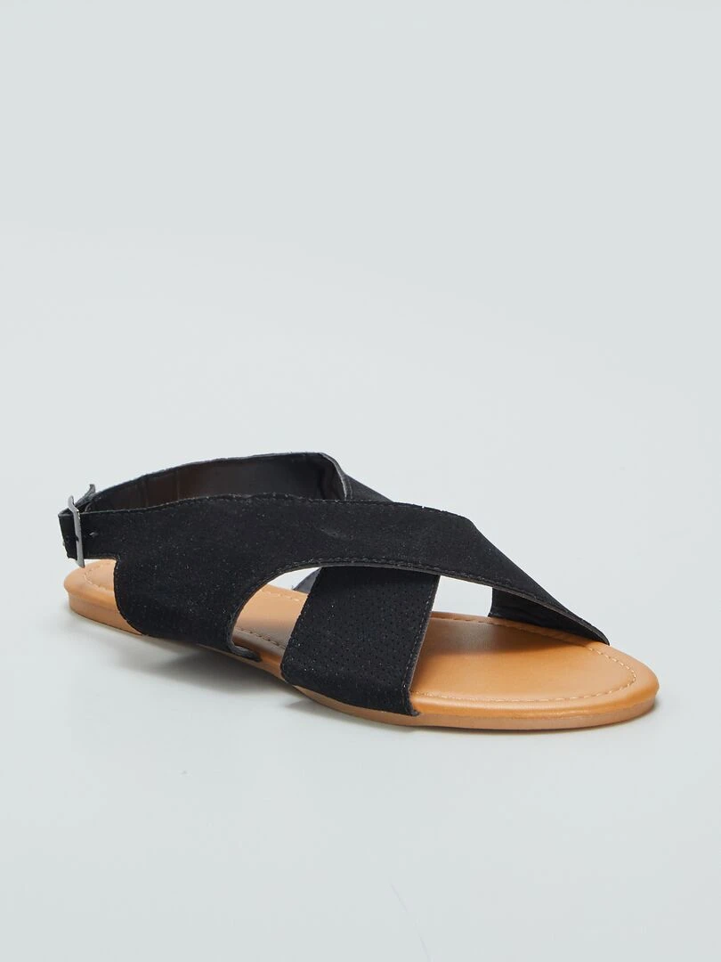 Sandales en suédine Noir