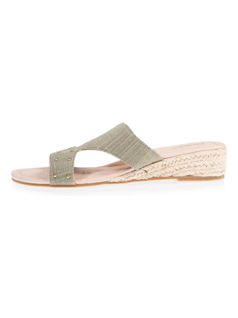 Mules sandales Femme cloutée Kaki   Kaki