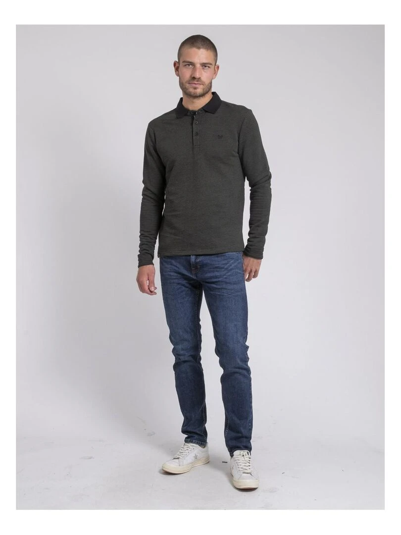 Polo manches longues pur coton POMEGAN   Noir