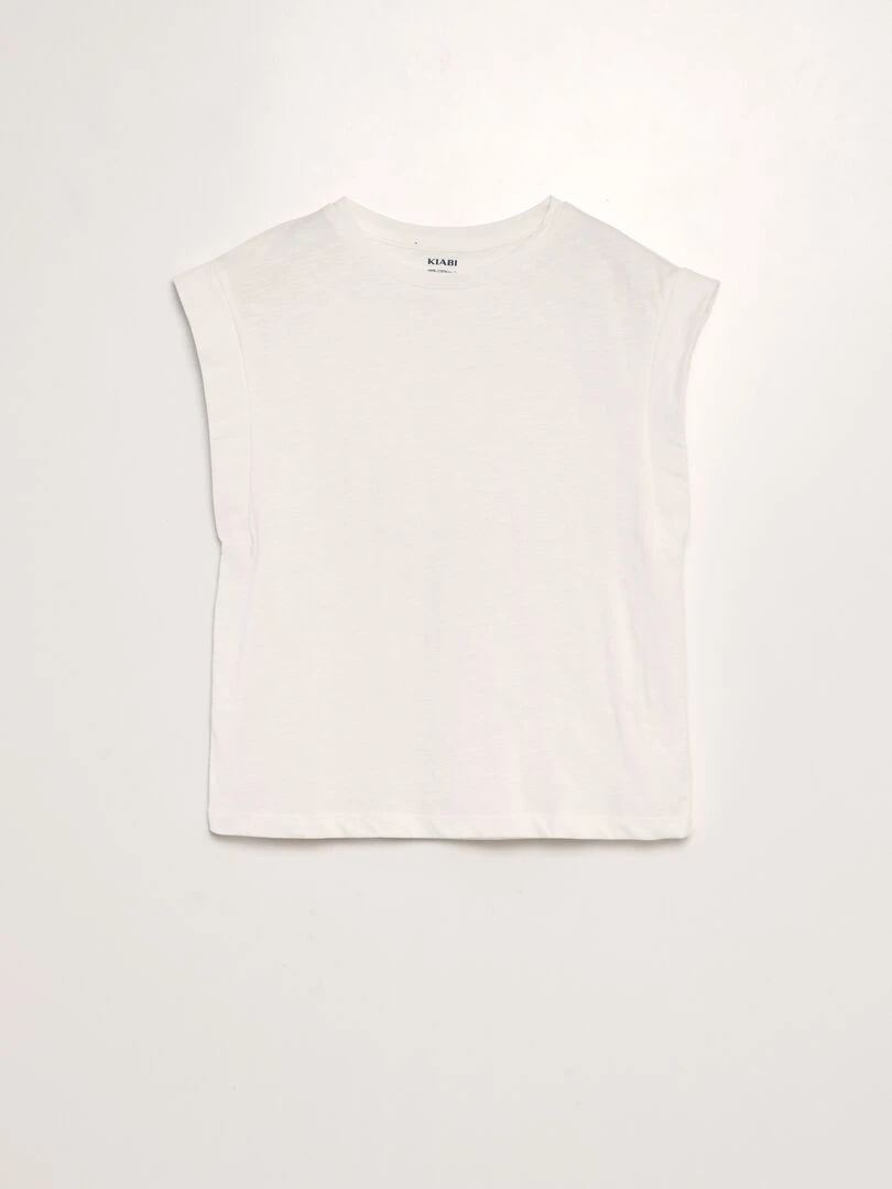 T shirt en jersey à manches très courtes blanc