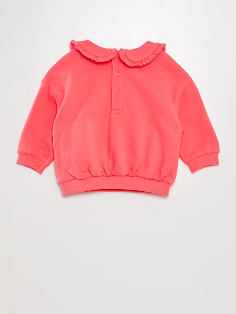 Sweat en coton à col claudine   Rose