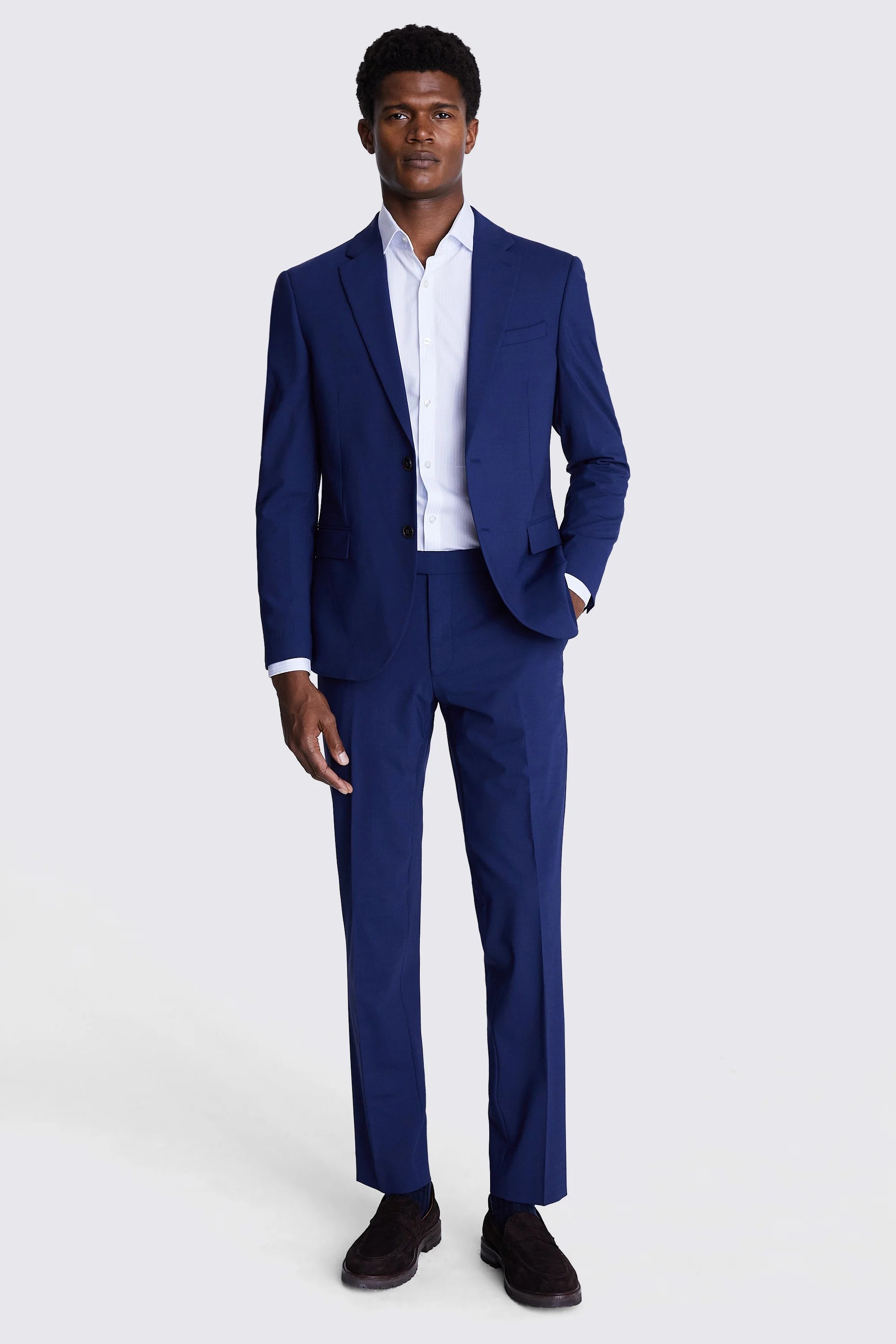 Regular Fit Blue Birdseye Trousers   Buy Online at Moss