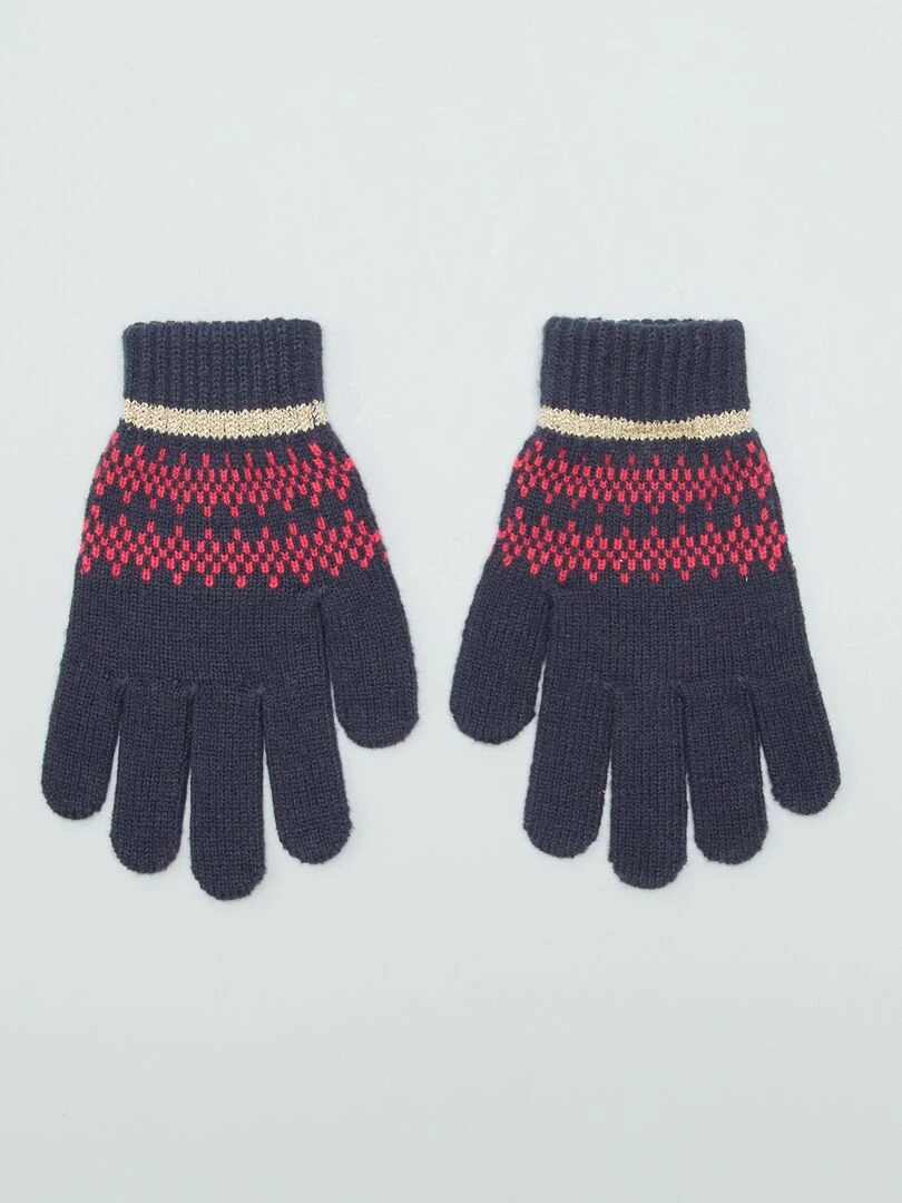 Paire de gants jacquard fantaisie Marine