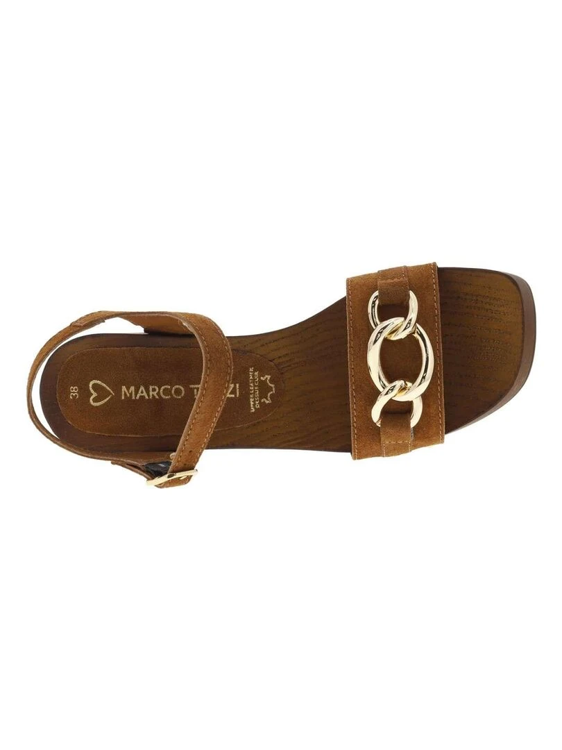 MARCO TOZZI   Nu pieds nubuck talon décroché haut   Cognac