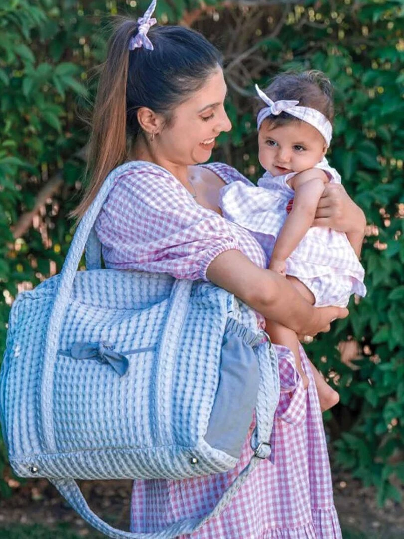 Sac à langer en coton gaufré   Gris