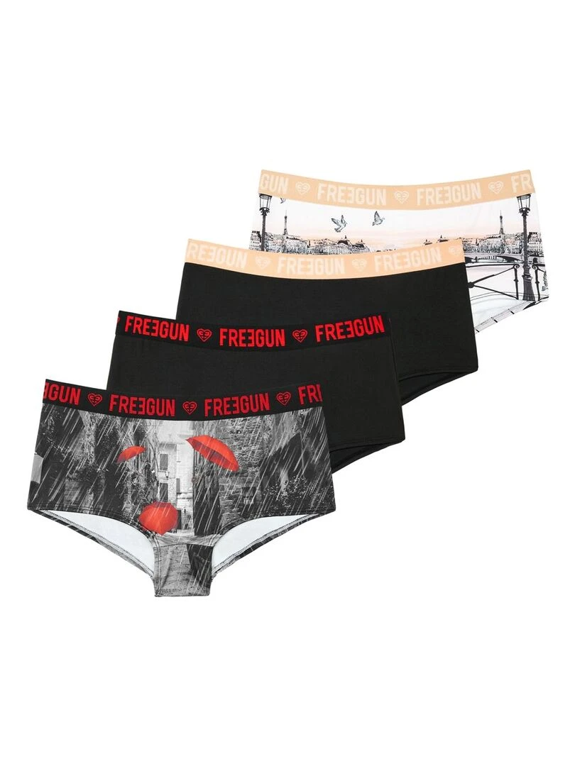 Lot de 4 Shortys fille Miss Freegun Freegun Gris