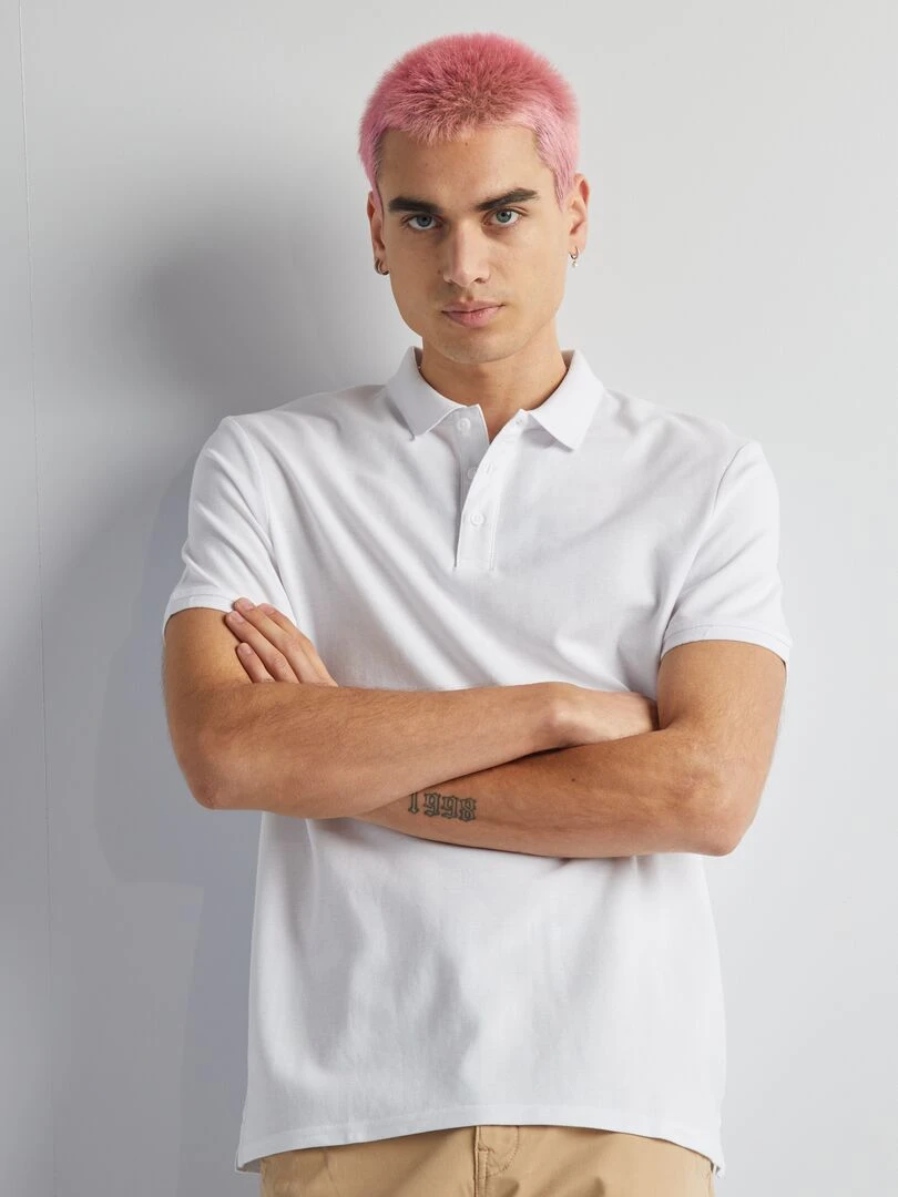 Polo en piqué de coton   blanc