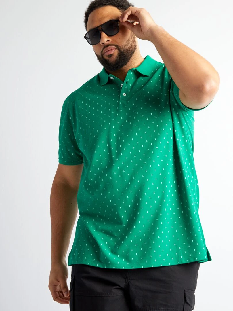 Polo en piqué de coton avec motif   Vert
