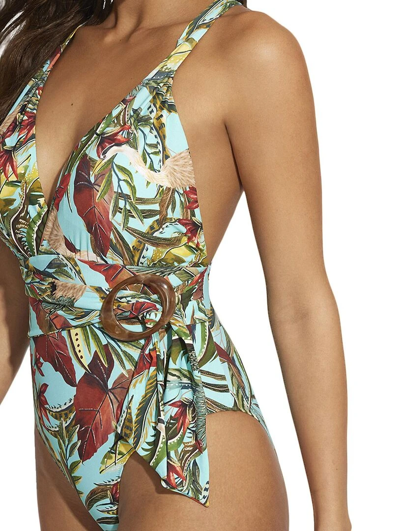 Maillot de bain une pièce triangle préformé Galapagos   Bleu turquoise