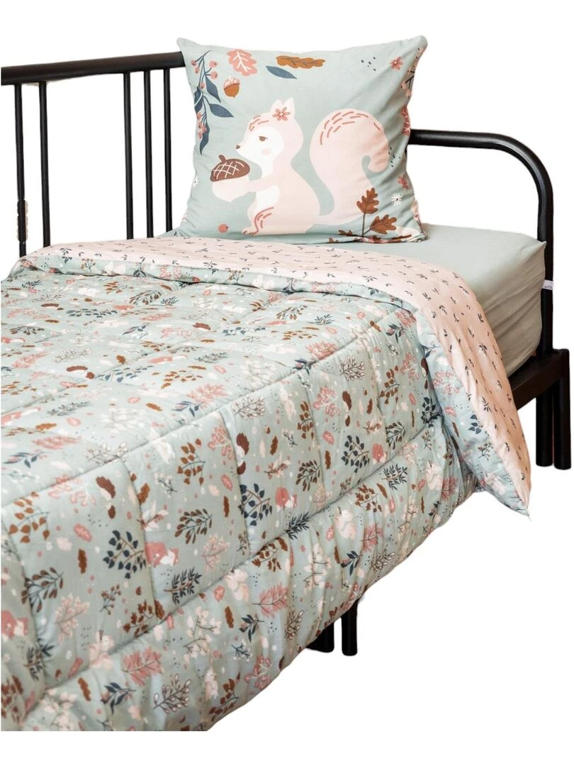 Couette coton imprimee Tamia l ecureuil Vert
