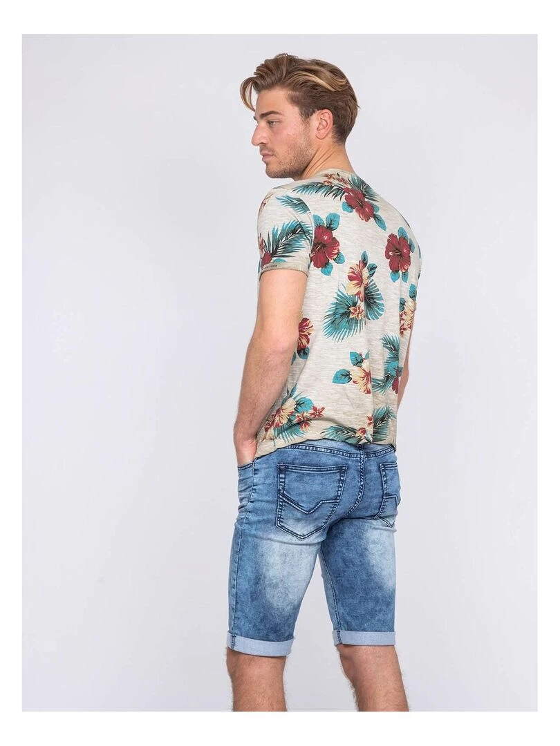 T shirt col rond pur coton NEMTALI   Kaki