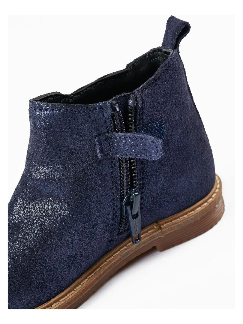 Bottines brillantes avec cœur pour bébé fille   GREAT GOALS GREAT WORLD   Bleu foncé