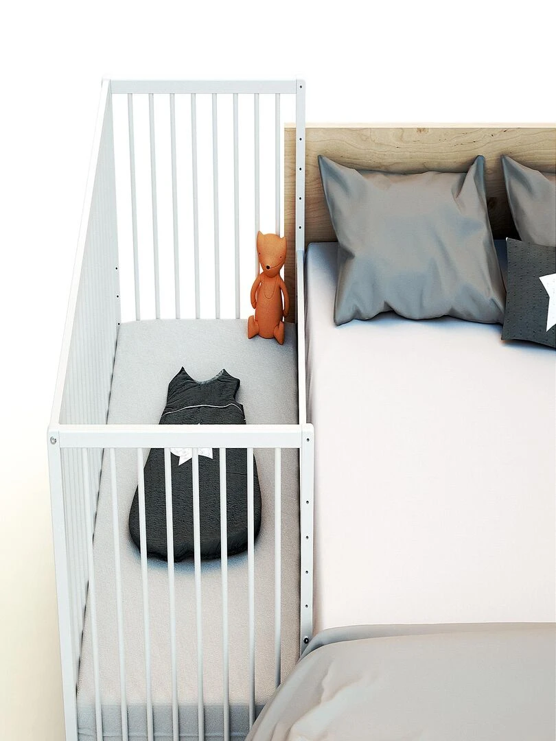 WEBABY    Lit bébé cododo en bois Blanc 60 x 120 cm   Blanc